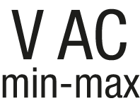 Späning V AC min–max